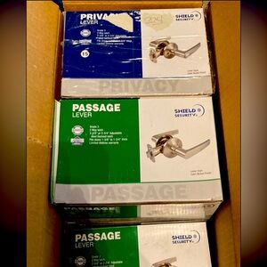 Five  Pack - Shield Security Passage Lever Lockset Satin Chrome Finish - Grade 3